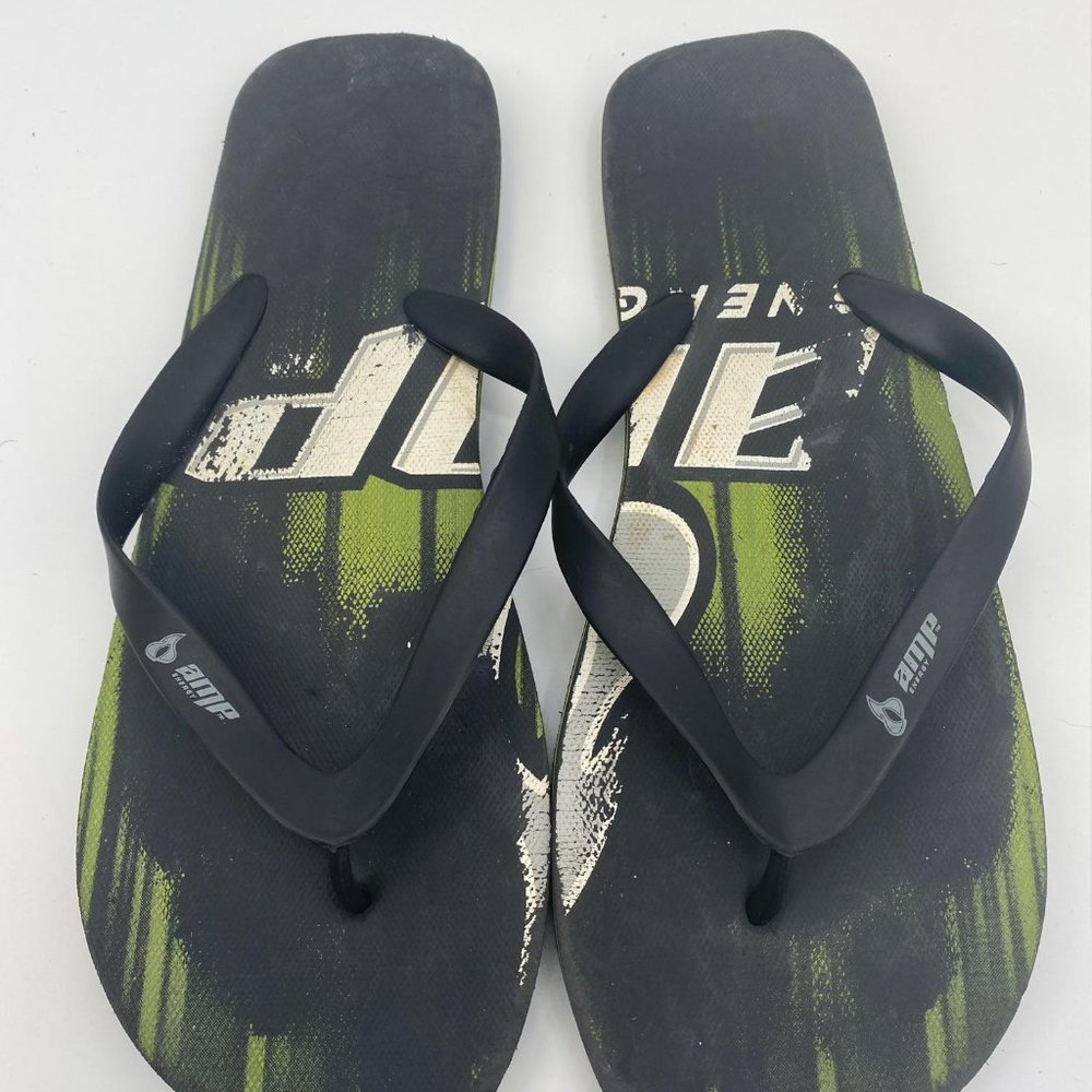 MENS AMP ENERGY BLACK THONG FLIP FLOPS